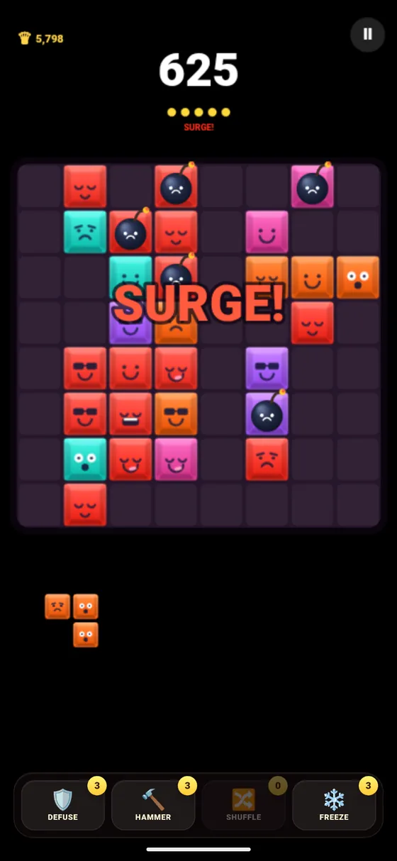 Fuse Blocks gameplay with a surge event